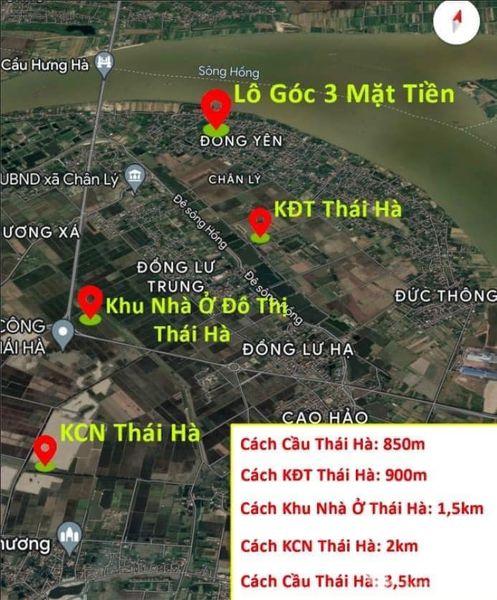 Bán lô góc 3 mặt tiền biệt thực ở, Xã Chân Lý, Huyện Lý Nhân, Hà Nam