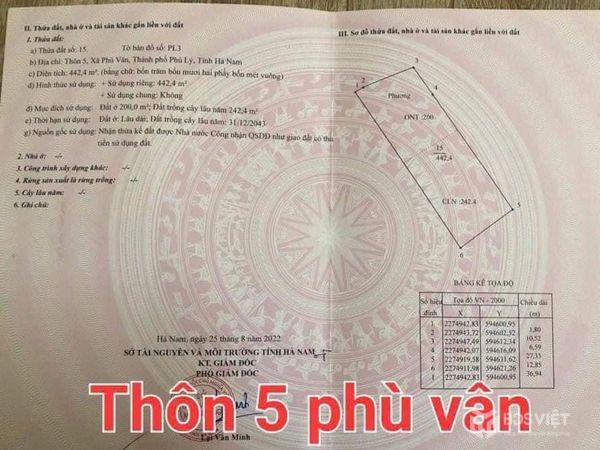 Bán đất tặng nhà cấp bốn mặt đườngTrần Văn Chuông kéo dài, Phường Lê Hồng Phong, Thành phố Phủ Lý, Hà Nam