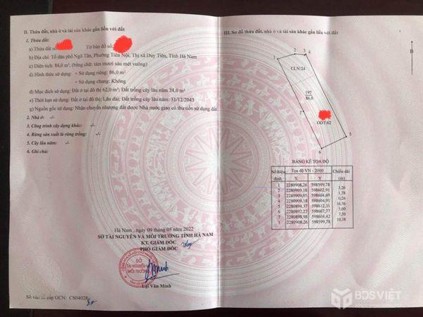 Chào bán lô đất tại TDP Ngô Tiền, Xã Tiên Nội, Huyện Duy Tiên, Hà Nam