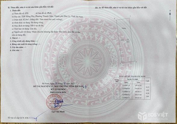 Bán đất thuộc tổ 7, Phường Lê Hồng Phong, Thành phố Phủ Lý, Hà Nam