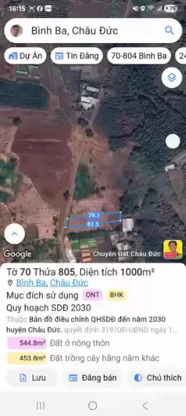 Đất đẹp xã Bình Ba, huyện Châu Đức, BRVT gần sân golf & KCN, có thổ cư, đầu tư tốt
