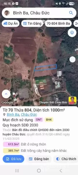 Đất đẹp xã Bình Ba, huyện Châu Đức, BRVT gần sân golf & KCN, có thổ cư, đầu tư tốt