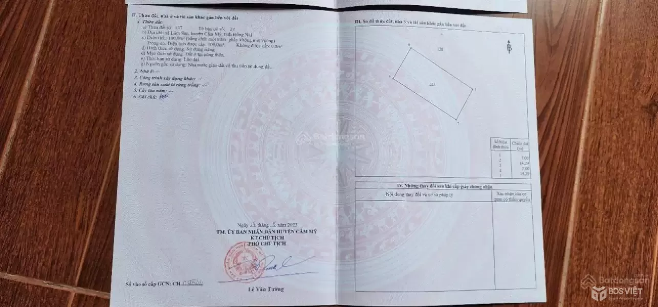 Đất đẹp giá tốt Đồng Nai TL765 Cẩm Mỹ, gần chợ, hướng Đông Nam giá mềm 4.1 tỷ
