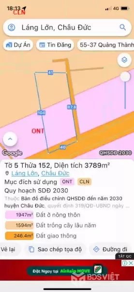 ???? ĐẤT 2 MẶT TIỀN – GẦN KCN BẮC CHÂU ĐỨC – 3.789M² – ĐÃ CÓ THỔ CƯ – GIÁ CHỈ HƠN 3 TRIỆU/M² – CƠ HỘI F0 VÀNG ????