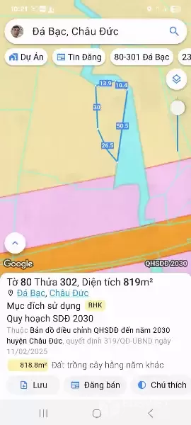 Cần bán 2 lô đất liền kề, có đất ở, view suối, xã Đá Bạc – Châu Đức – Giá chỉ 2,1 tỷ cho gần 5000m²