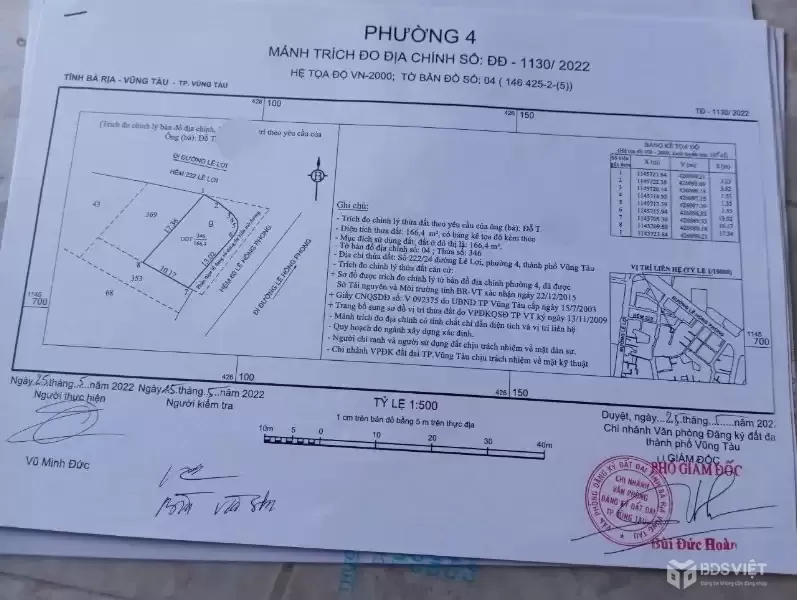 Bán lô đất Biệt thự căn góc 2 mặt tiền đường nội bộ đường Lê Hồng Phong P. Vũng Tàu.