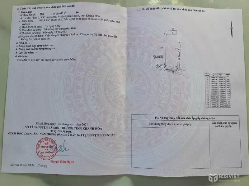 Diên Đồng, DIÊN KHÁNH, KHÁNH HÒA  2 MẶT TIỀN NGANG ĐẸP