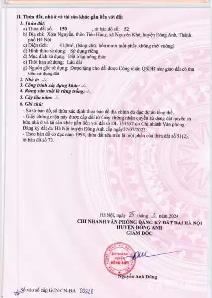 BÁN ĐẤT 41m² – THÔN TIÊN HÙNG, PHÚC THỊNH – GIÁ CHỈ HƠN 3 TỶ