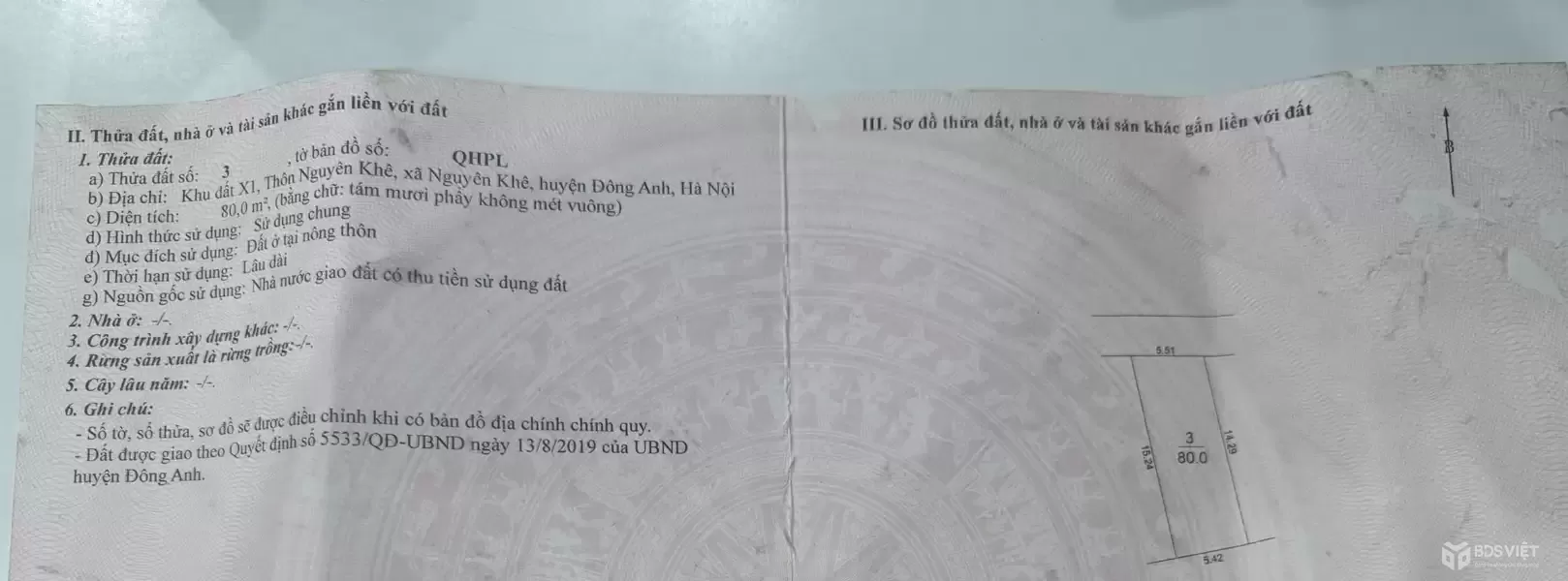 BÁN ĐẤT X1 NGUYÊN KHÊ – ĐÔNG ANH