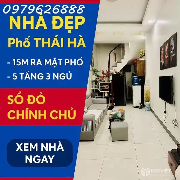NHÀ PHỐ THÁI HÀ - TRUNG TÂM ĐỐNG ĐA – 5 TẦNG – THOÁNG TRƯỚC SAU – 15M RA MẶT PHỐ