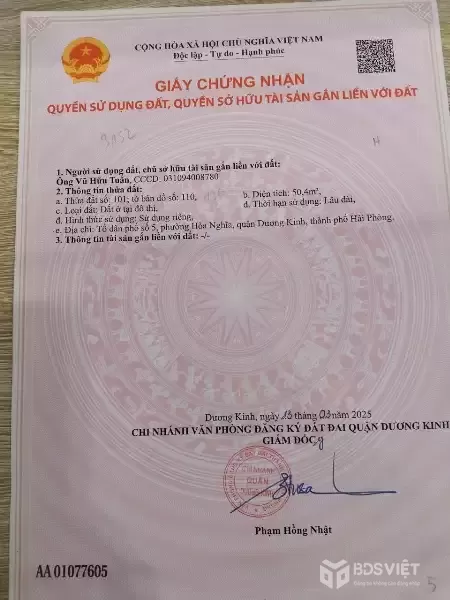 Lô đất giá rẻ nhất đường Nhà Mạc – Hòa Nghĩa, Dương Kinh chỉ 9xx triệu  ZALO 0567 222 555