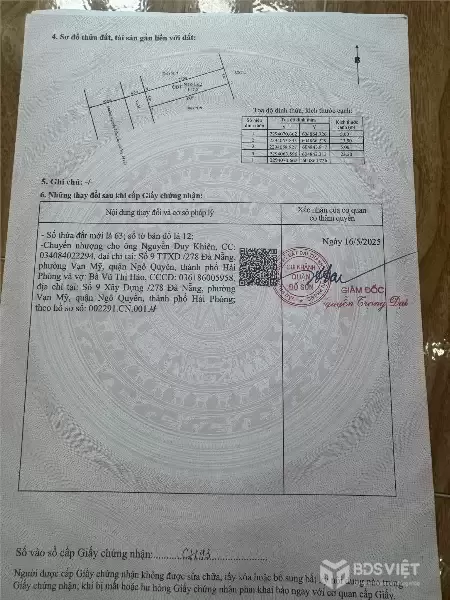 BÁN LÔ ĐẤT ĐẤU GIÁ ĐỒNG NẺO – NGỌC XUYÊN – ĐỒ SƠN  117,5M² – GIÁ CHỈ 5XTR/M²  TRUNG TÂM KINH DOANH SẦM UẤT – ZALO 0567 222 555