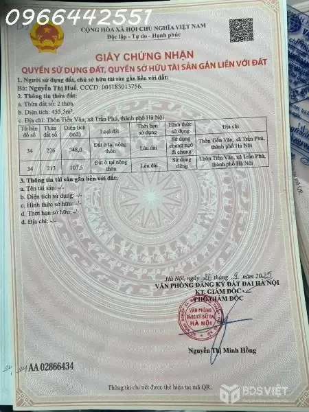 Bán gấp lô đất giá rẻ gần bến xe Yên Nghĩa ngã tư Hữu Văn 107.5m nhỉnh 1tỷ