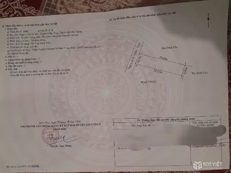 ĐẤT ĐẸP TRUNG TÂM TÚ SƠN – KIẾN THỤY – CHỈ 1,X TỶ – ZALO 0567 222 555