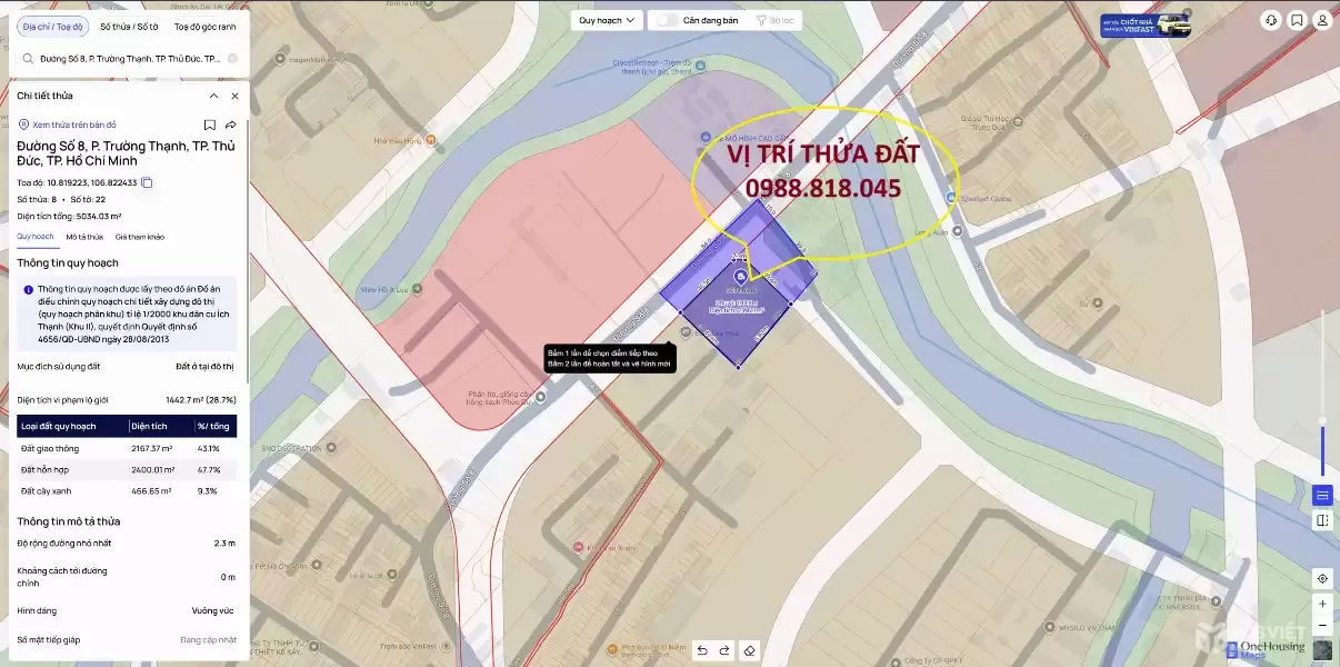 Bán đất 2215m2 đất quận Thủ Đức, TP. HCM, 2215m2, lô góc MT 38m, ô tô tránh. Giá 72 tỷ