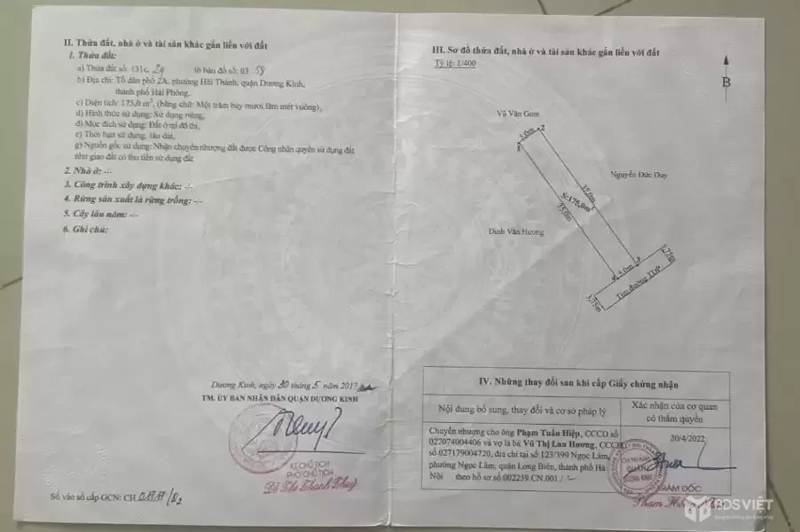 175M² GIÁ 23,x TRIỆU/M² – MẶT ĐƯỜNG CHỢ HẢI THÀNH 2, DƯƠNG KINH  ZALO 0567 222 555