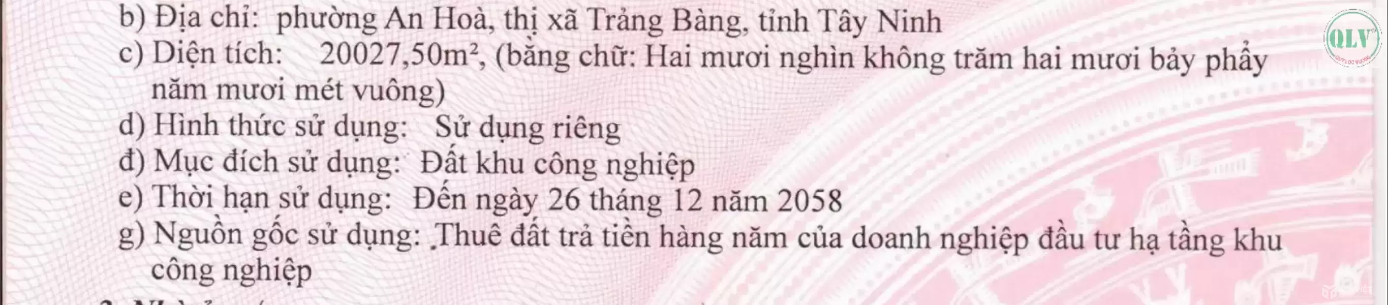 BÁN/CHO THUÊ NHÀ XƯỞNG – KCN THÀNH THÀNH CÔNG, TN – 6.628 m²