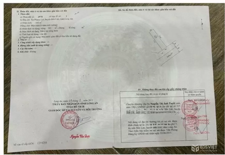 Bán nền thổ cư mt đường số 9, KDC Gò Đen , xã Phước Lợi dt 105m2 giá 2,85 tỷ