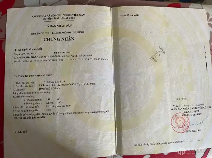 Bán đất mặt tiền Tỉnh Lộ 2, xã Trung Lập Hạ dt 169m2 ( 30m2 thổ ) giá 2,35 tỷ