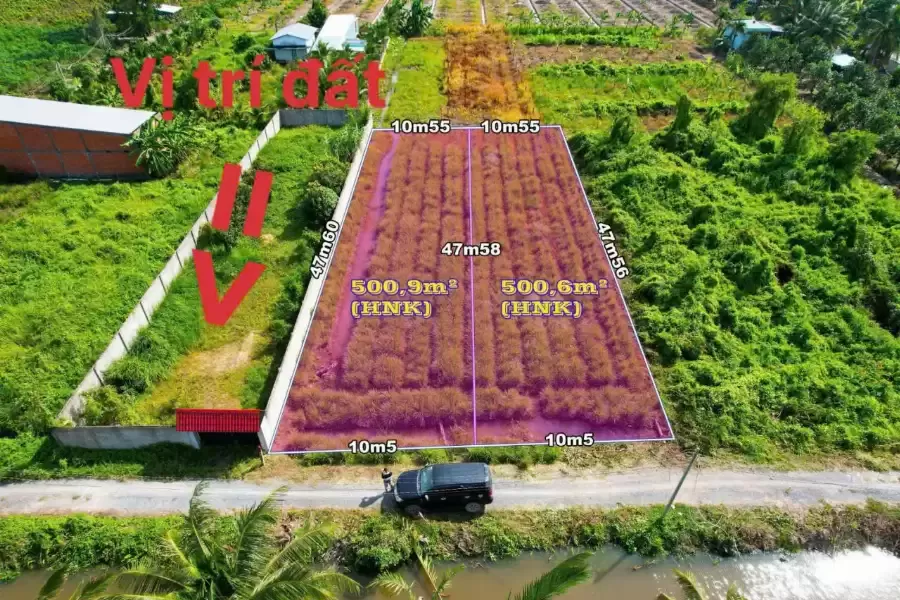 Bán đất vườn có tường rào bao quanh view kênh ở xã Bình Đức , Bến Lức dt 500m2 giá 950 triệu