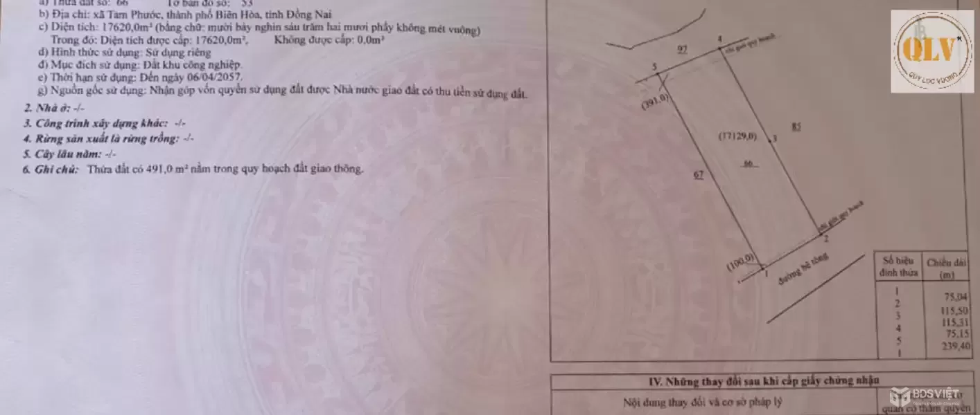 BÁN ĐẤT  – CCN DỐC 47, TAM PHƯỚC, BIÊN HÒA, ĐN – 52.122m²