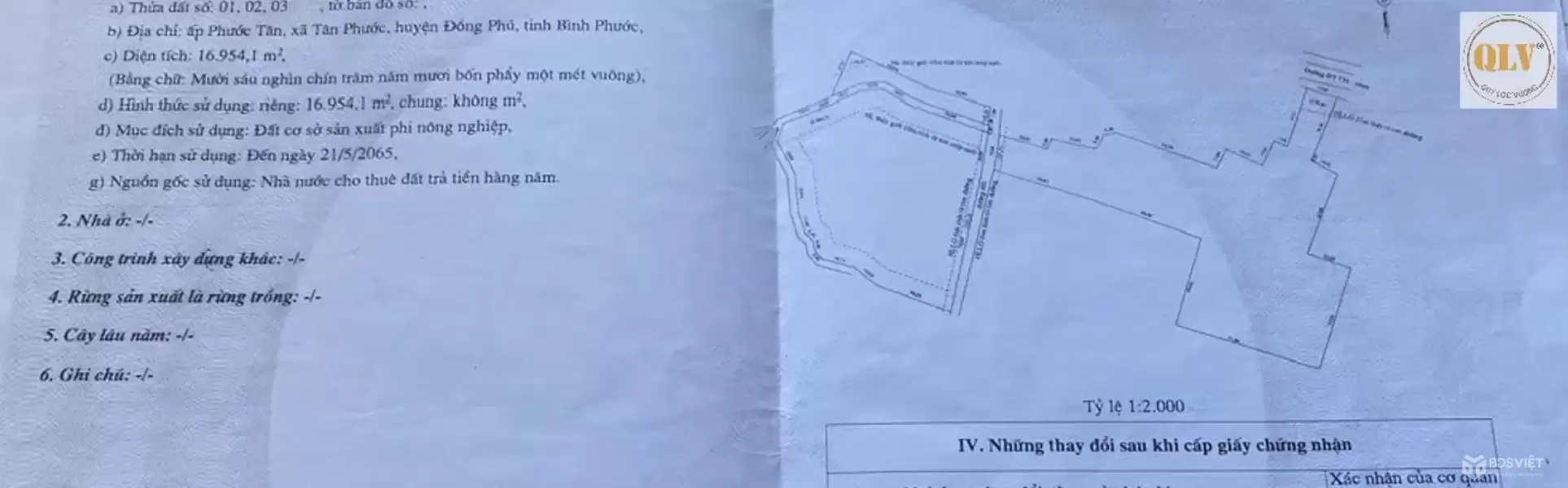 BÁN ĐẤT SẢN XUẤT TÂN PHƯỚC, ĐỒNG PHÚ 16.954m2