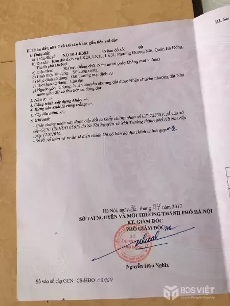 Chính chủ bán Đất dịch vụ Dương nội- khu LK31, Hướng Đông nam, diện tích 50m2 đường rộng 10,5m, ngay cạnh đường Lê Trọng Tấn, nhà máy SYM, xây dựng 7 tầng . Giá 10x liên hệ 0964356788