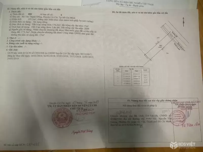 Bán đất thổ cư hẻm xe hơi đường đá xanh xã Tân Thạnh Đông dt 174m2 giá 2,3 tỷ