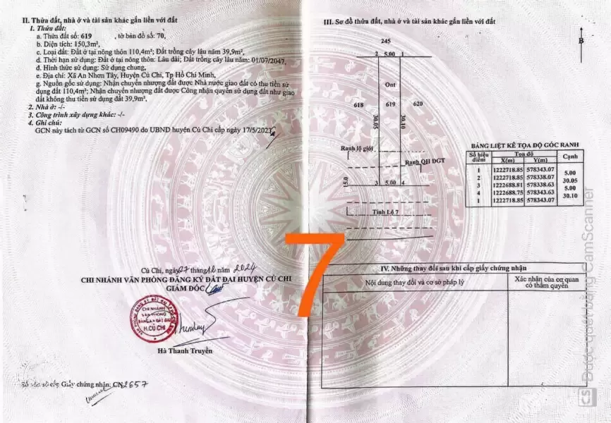 Bán 4 lô đất thổ cư mặt tiền tỉnh lộ 7, xã An Nhơn Tây dt 150m2 giá 1,98 tỷ 1 lô