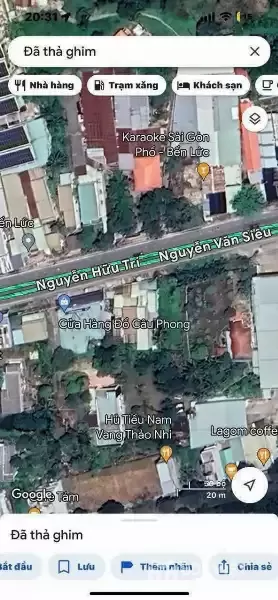 Bán đất mt Nguyễn Hữu Trí , xã Thanh Phú dt 141m2 ( 94m2 thổ) giá 5,2 tỷ