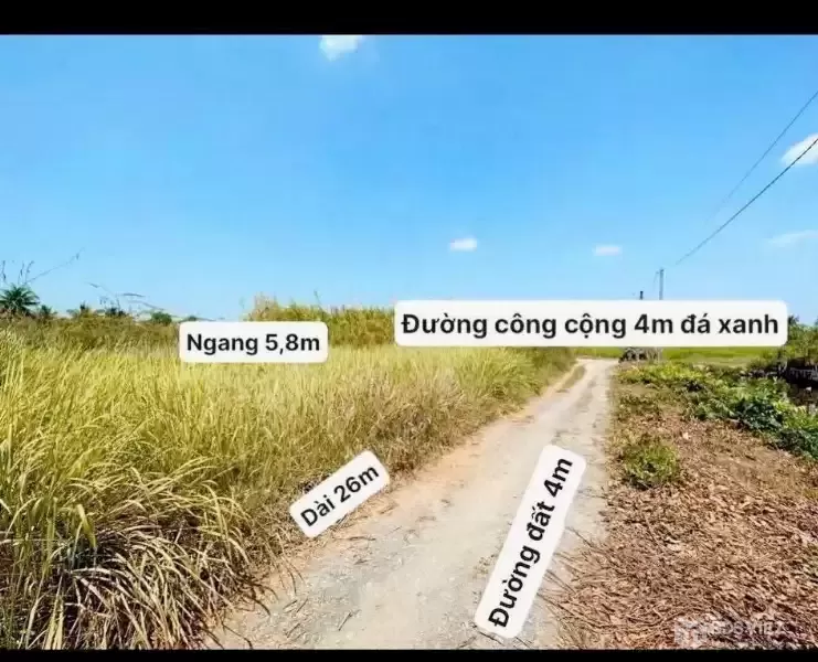 Bán đất thổ cư 2 mặt tiền Nhựt Chánh , Bến Lức dt 152m2 giá 750 triệu