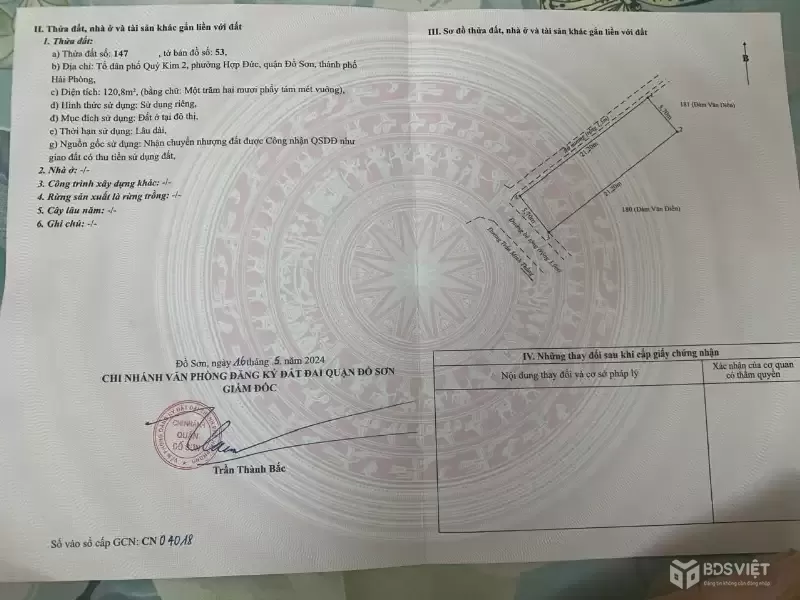 Giá 2.4xx tỷ Đất tặng nhà cấp 4 Quý Kim - Đồ Sơn - Gần KCN - ZALO 0567 222 555