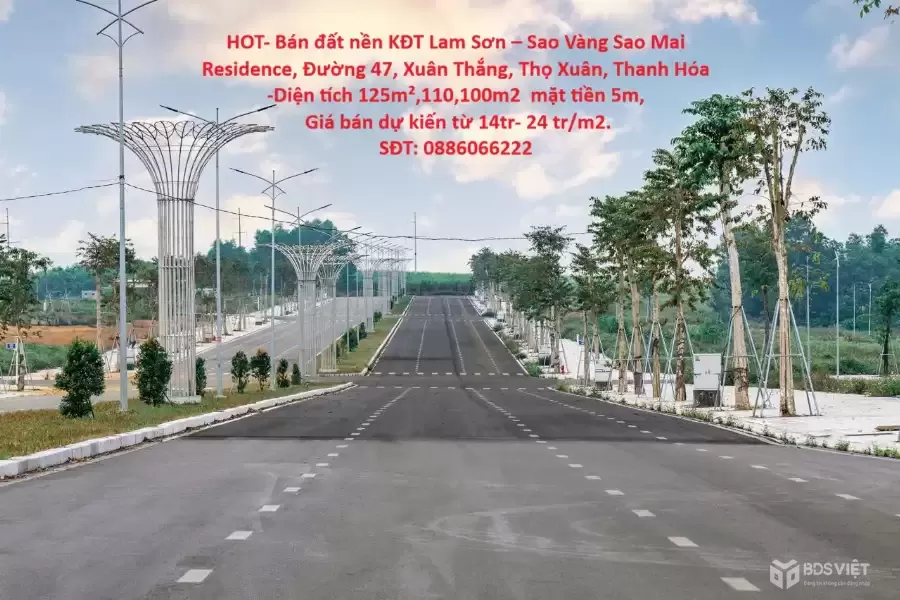 HOT- Bán đất nền KĐT Lam Sơn – Sao Vàng Sao Mai Residence, Đường 47, Xuân Thắng, Thọ Xuân, Thanh Hóa