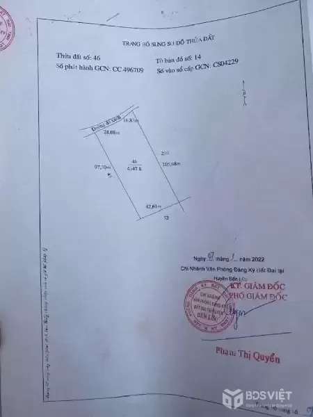 Bán đất vườn xã Bình Đức, Bến Lức dt 4.347m2 khu vực được chuyển thổ giá 7,3 tỷ