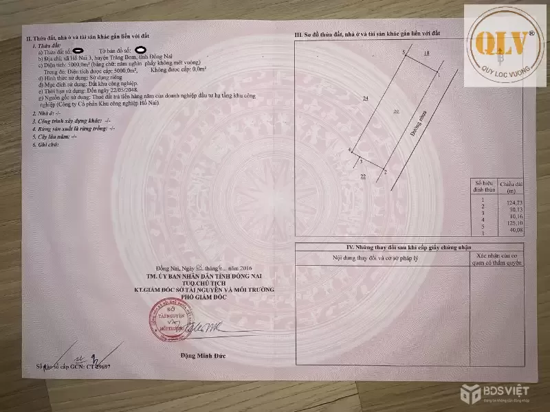 BÁN ĐẤT KCN – KCN HỐ NAI 3, ĐN – 5.000m²