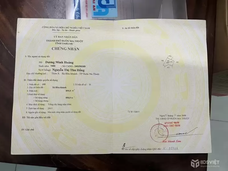 Đất Đẹp - Giá Tốt Chính Chủ  Bán Xã Hoà Khánh Tp Buôn Ma Thuột Đăk Lak