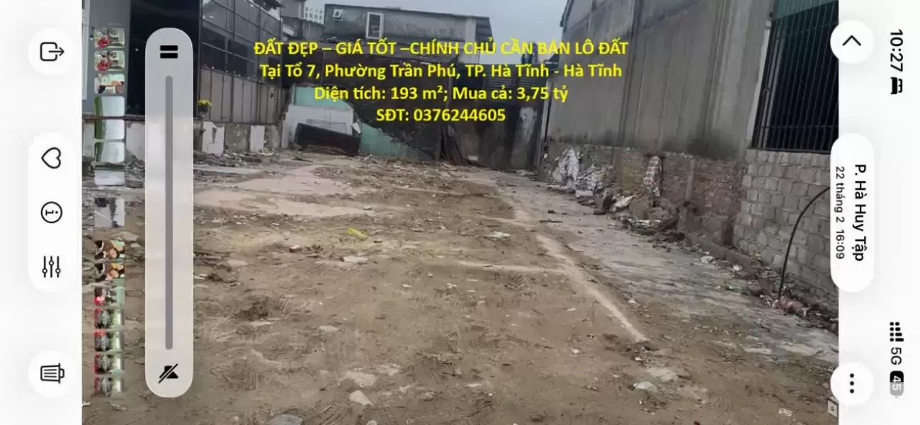 ĐẤT ĐẸP – GIÁ TỐT –CHÍNH CHỦ CẦN BÁN LÔ ĐẤT Tại Tổ 7, Phường Trần Phú, TP. Hà Tĩnh - Hà Tĩnh