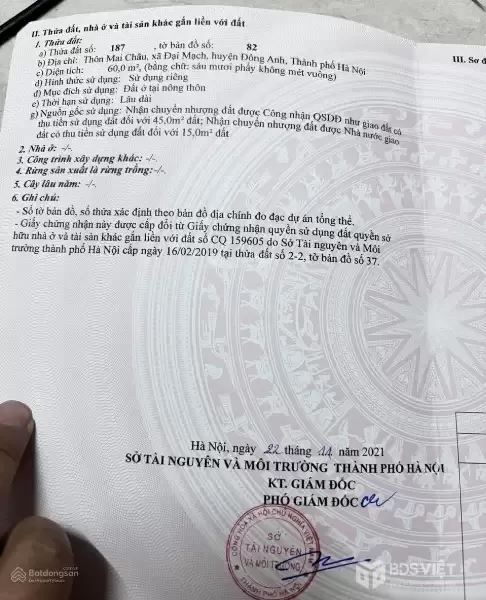 CHÍNH CHỦ BÁN GẤP ĐẤT THỔ CƯ SẴN SỔ TẠI ĐẠI MẠCH-ĐÔNG ANH