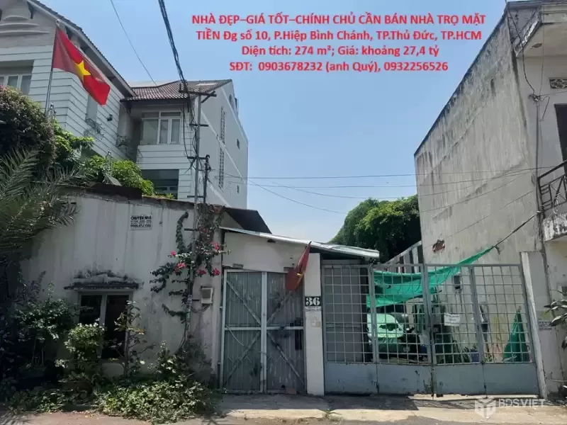 NHÀ ĐẸP–GIÁ TỐT–CHÍNH CHỦ CẦN BÁN NHÀ TRỌ MẶT TIỀN Đg số 10, P.Hiệp Bình Chánh, TP.Thủ Đức, TP.HCM
