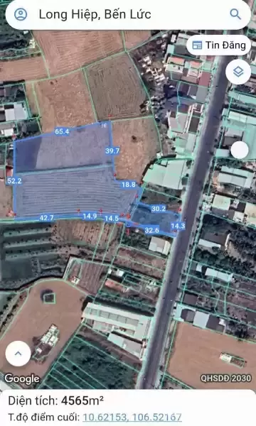 Bán đất lúa mặt tiền tỉnh lộ 833B xã Long Hiệp , Bến Lức dt 4530m2 giá 18 tỷ