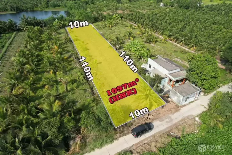 Bán đất vườn đường xe hơi view kênh Rạch Gõ, Thạnh Hòa 1097m2 hướng Tây Nam giá 1,25 tỷ