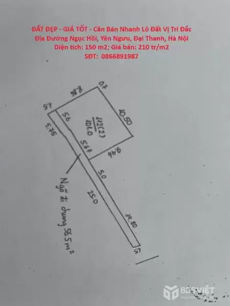 ĐẤT ĐẸP - GIÁ TỐT - Cần Bán Nhanh Lô Đất Vị Trí Đắc Địa Đường Ngọc Hồi, Yên Ngưu, Đại Thanh, Hà Nội