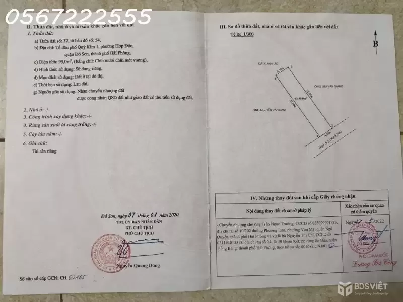 Bán đất Quý Kim, Đồ Sơn giá rẻ nhất thị trường chỉ 1,xx tỷ - ZALO 0567 222 555