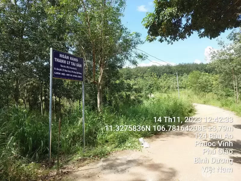 ĐẤT PHƯỚC VĨNH PHÚ GIÁO, NGÂN HÀNG THANH LÝ ĐẤT SẴN THỔ, DT 3553.7M2, NGANG 58M, Ô TÔ TIẾP CẬN