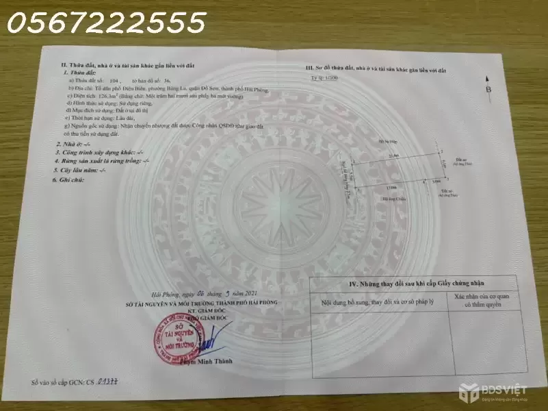 Bán đất Bàng La, Đồ Sơn sát chợ - Diện tích 126m2 nở hậu - ZALO 0567 222 555