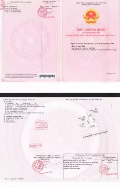 Ngân hàng BIDV thanh lý tài sản mặt tiền Nguyễn Hữu Cảnh, thị trấn Phú Mỹ, Phú Tân, An Giang