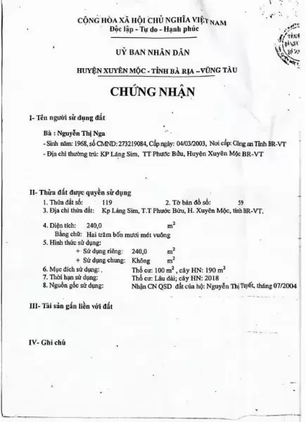ĐẦU TƯ SINH LỜI - Chính Chủ Bán Đất Kèm Nhà Mặt Tiền Đường Thị Trấn Phước Bửu, Xuyên Mộc, BRVT