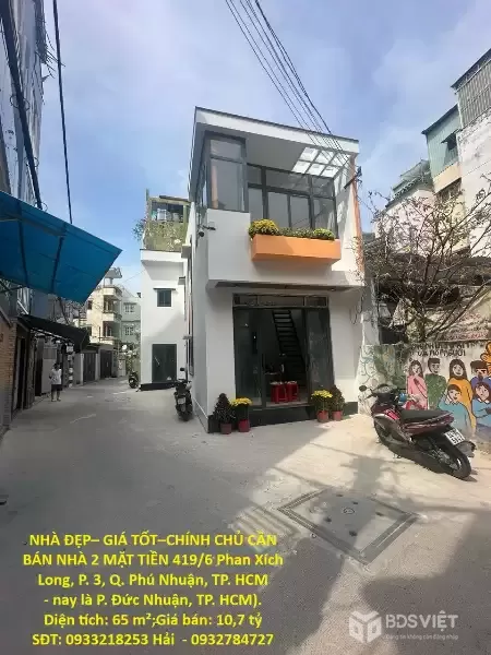 NHÀ ĐẸP– GIÁ TỐT–CHÍNH CHỦ CẦN BÁN NHÀ 2 MẶT TIỀN 419/6 Phan Xích Long, P. 3, Q. Phú Nhuận, TP. HCM