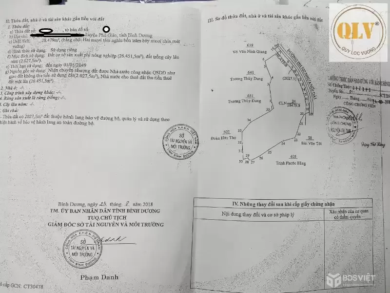 Bán đất xây nhà xưởng - PHÚ GIÁO - BÌNH DƯƠNG - 28.500 m²