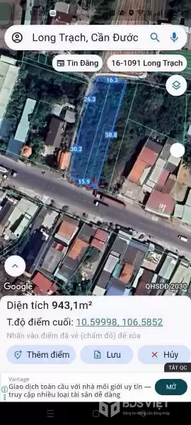 Bán đất mặt tiền ĐT835A , Long Trạch, Cần Đước 950m2 giá 19,5 tỷ